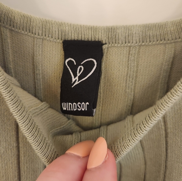 Womens Green Midi Bodycon Ribbed Knit Dress Midi Size S Windsor #N621 - Picture 2 of 6